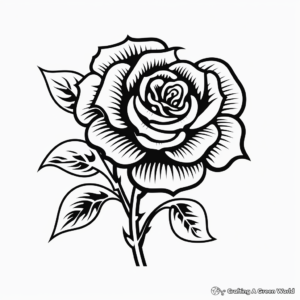 Stunning Traditional Rose Tattoo Coloring Pages 3