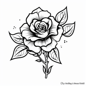 Stunning Traditional Rose Tattoo Coloring Pages 4