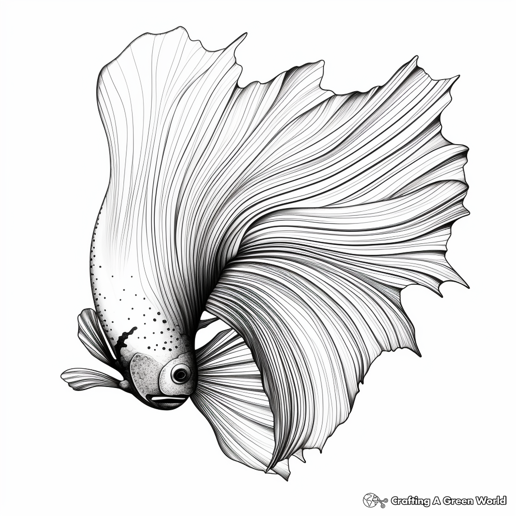 Stunning Veiltail Betta Fish Artistic Coloring Pages 1