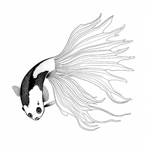 Stunning Veiltail Betta Fish Artistic Coloring Pages 2
