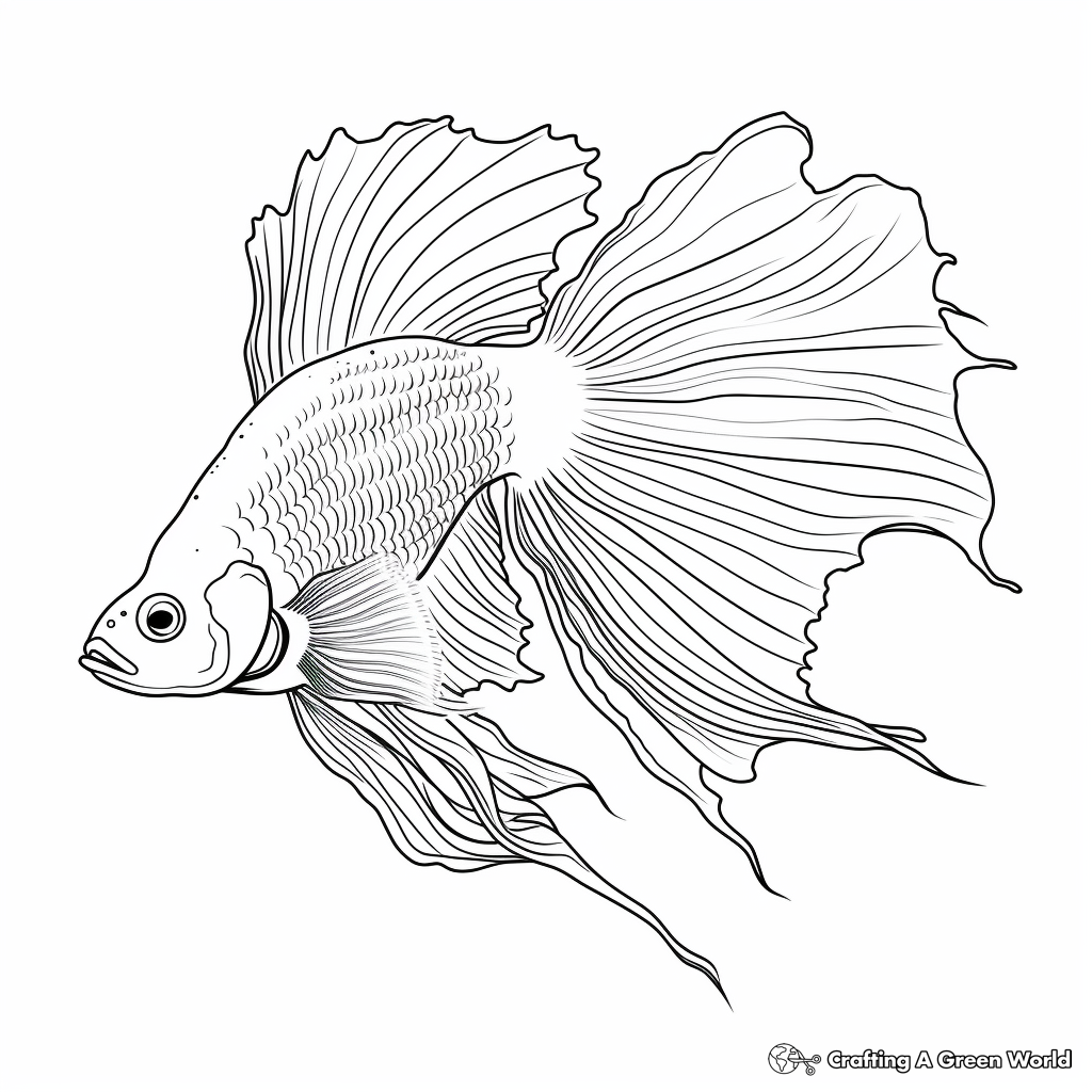 Stunning Veiltail Betta Fish Artistic Coloring Pages 3