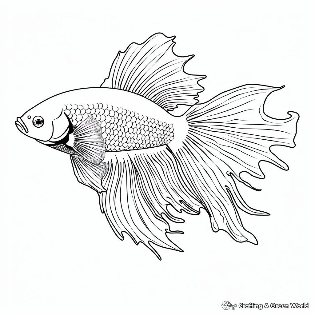 Stunning Veiltail Betta Fish Artistic Coloring Pages 4