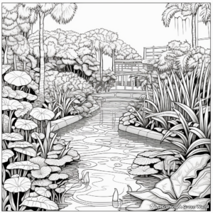 Stunning Water Garden Coloring Pages for Adults 2