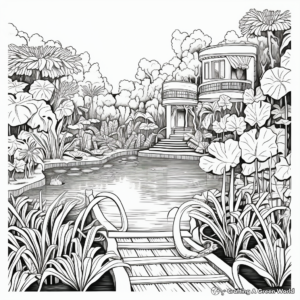 Stunning Water Garden Coloring Pages for Adults 4
