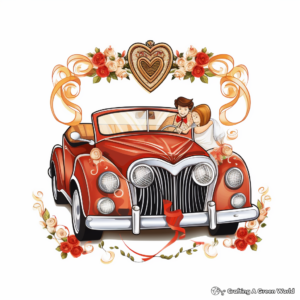 Stunning Wedding Car Decoration Coloring Pages 2