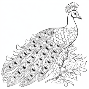 Stunning White Peacock Coloring Pages 1
