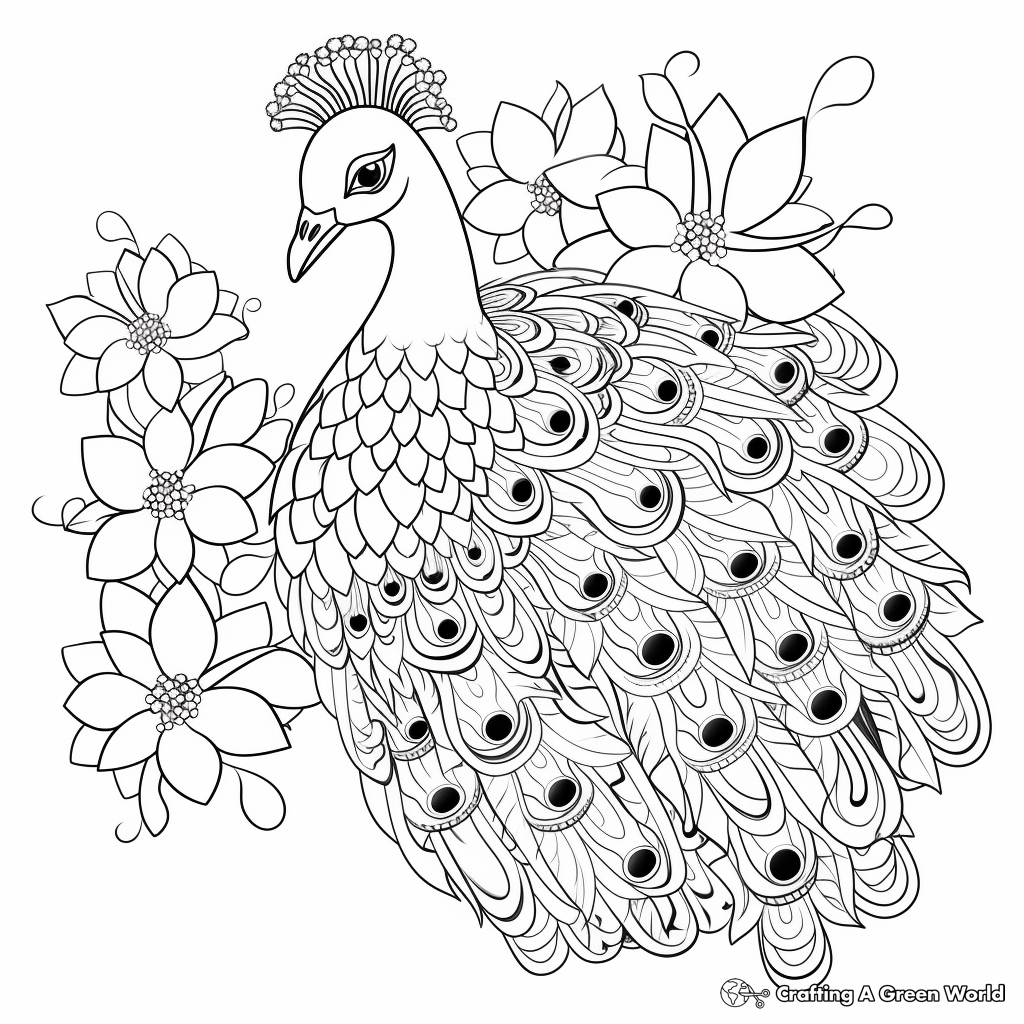Stunning White Peacock Coloring Pages 2