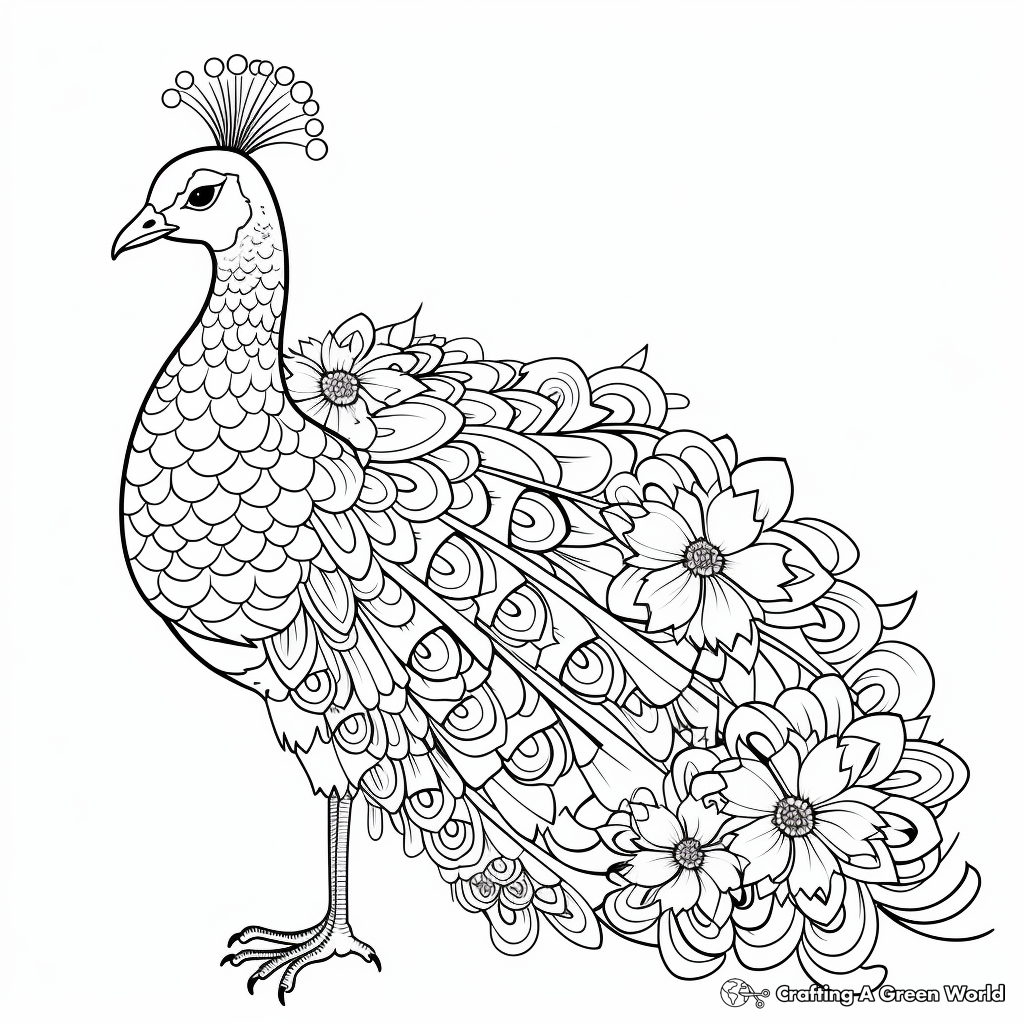 Stunning White Peacock Coloring Pages 4