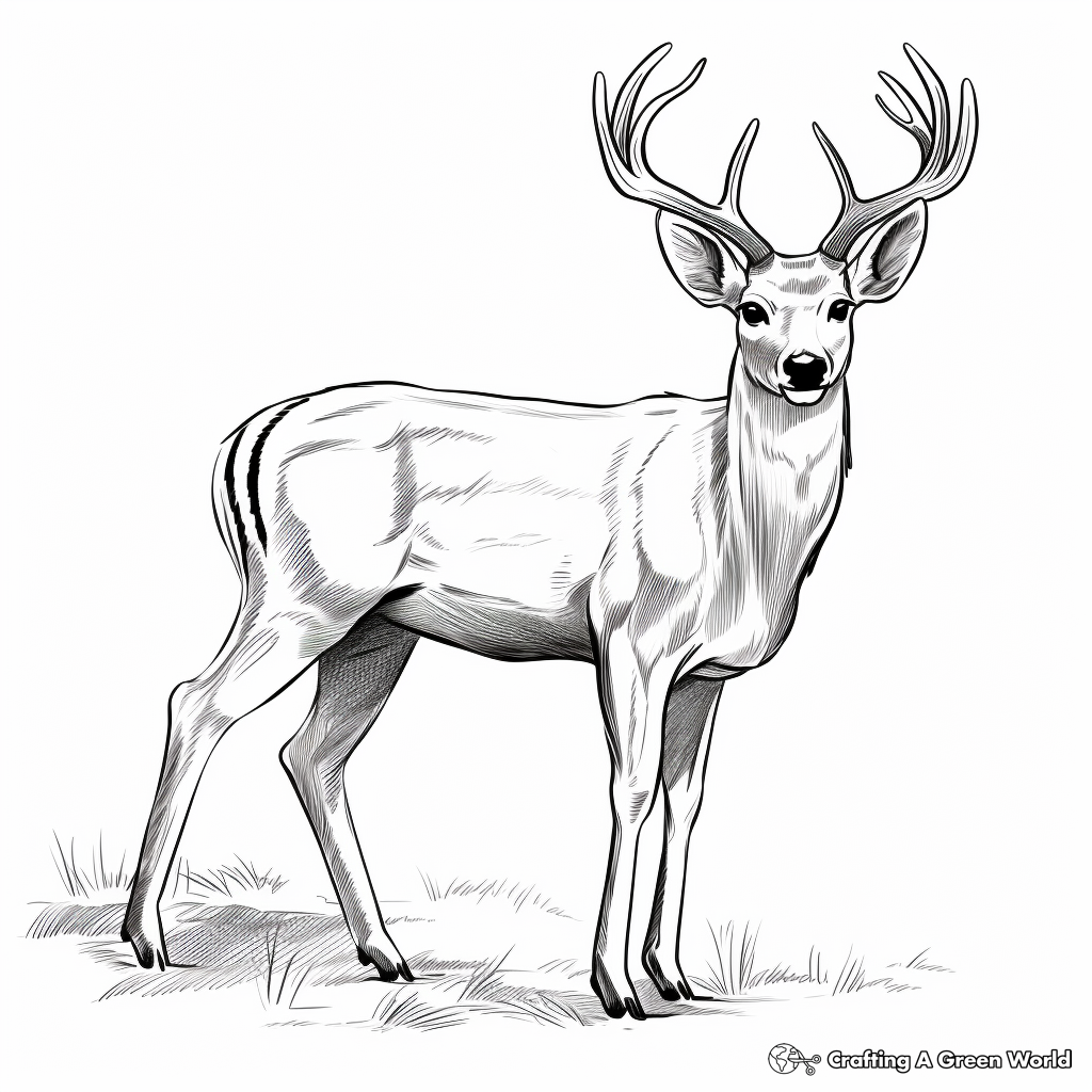 Stunning White Tailed Deer Antlers Coloring Page 1