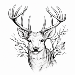 Stunning White Tailed Deer Antlers Coloring Page 2