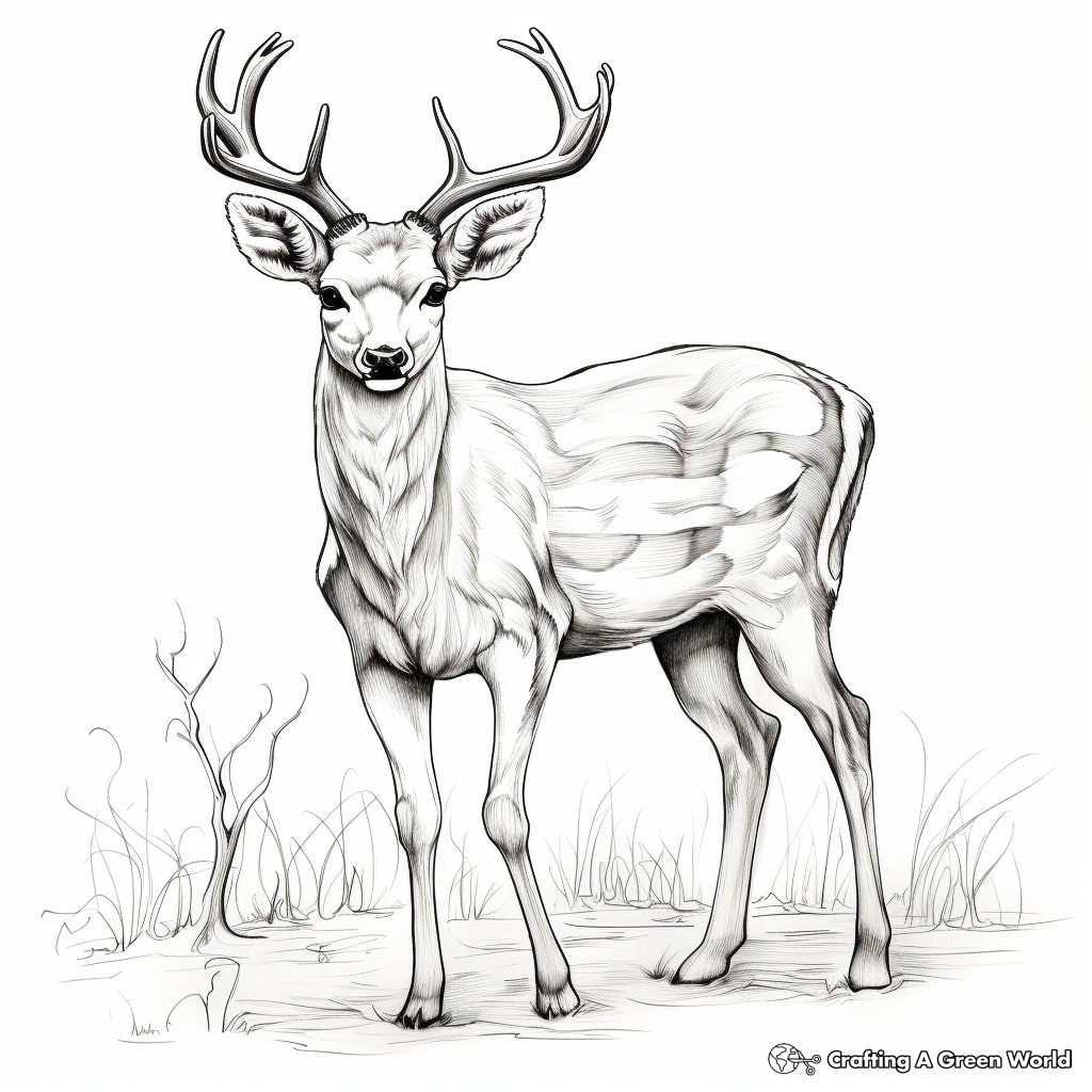 Stunning White Tailed Deer Antlers Coloring Page 3
