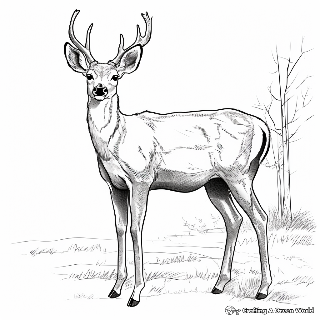 Stunning White-Tailed Mule Deer Coloring Pages 4