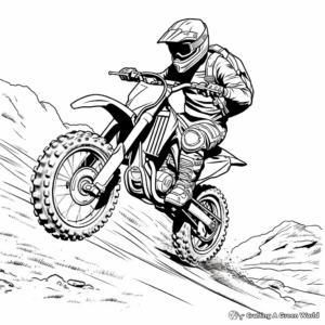 Stunt-Performing Dirt Bike: Action-Scene Coloring Pages 1