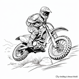 Stunt-Performing Dirt Bike: Action-Scene Coloring Pages 2
