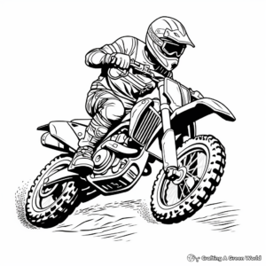 Stunt-Performing Dirt Bike: Action-Scene Coloring Pages 3
