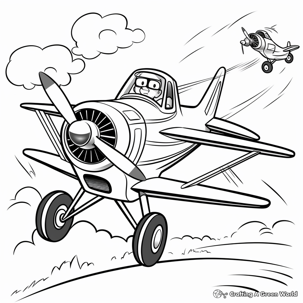 Stunt Plane Action Coloring Pages 3