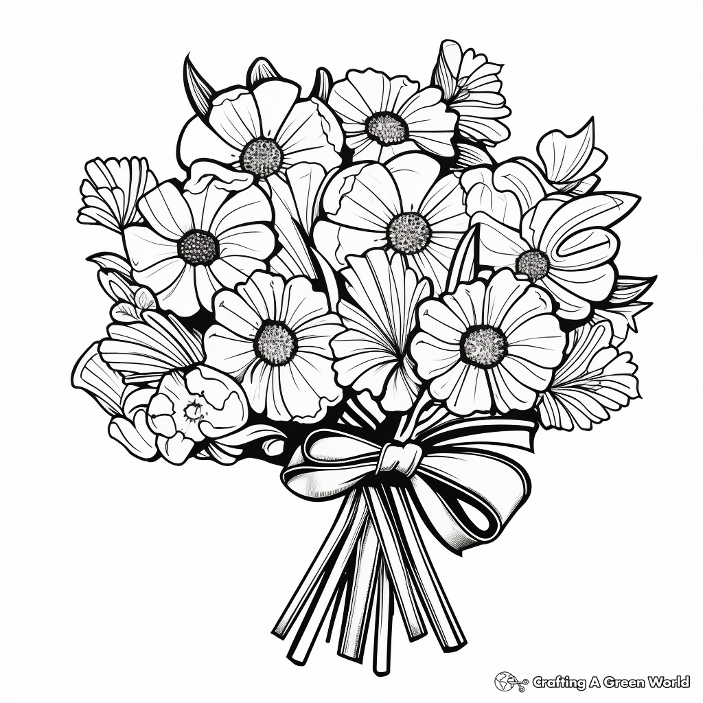 Stylish Bridal Bouquet Coloring Pages 2