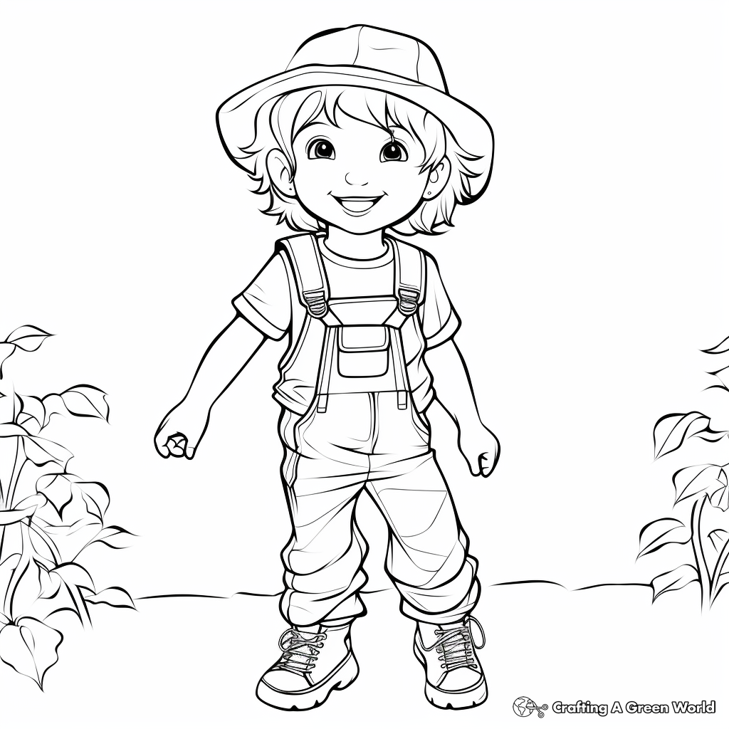 Stylish Gardener Overalls Coloring Pages 1