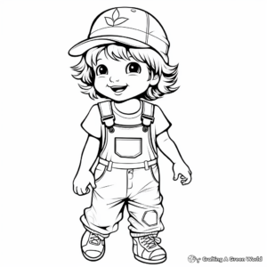 Stylish Gardener Overalls Coloring Pages 2