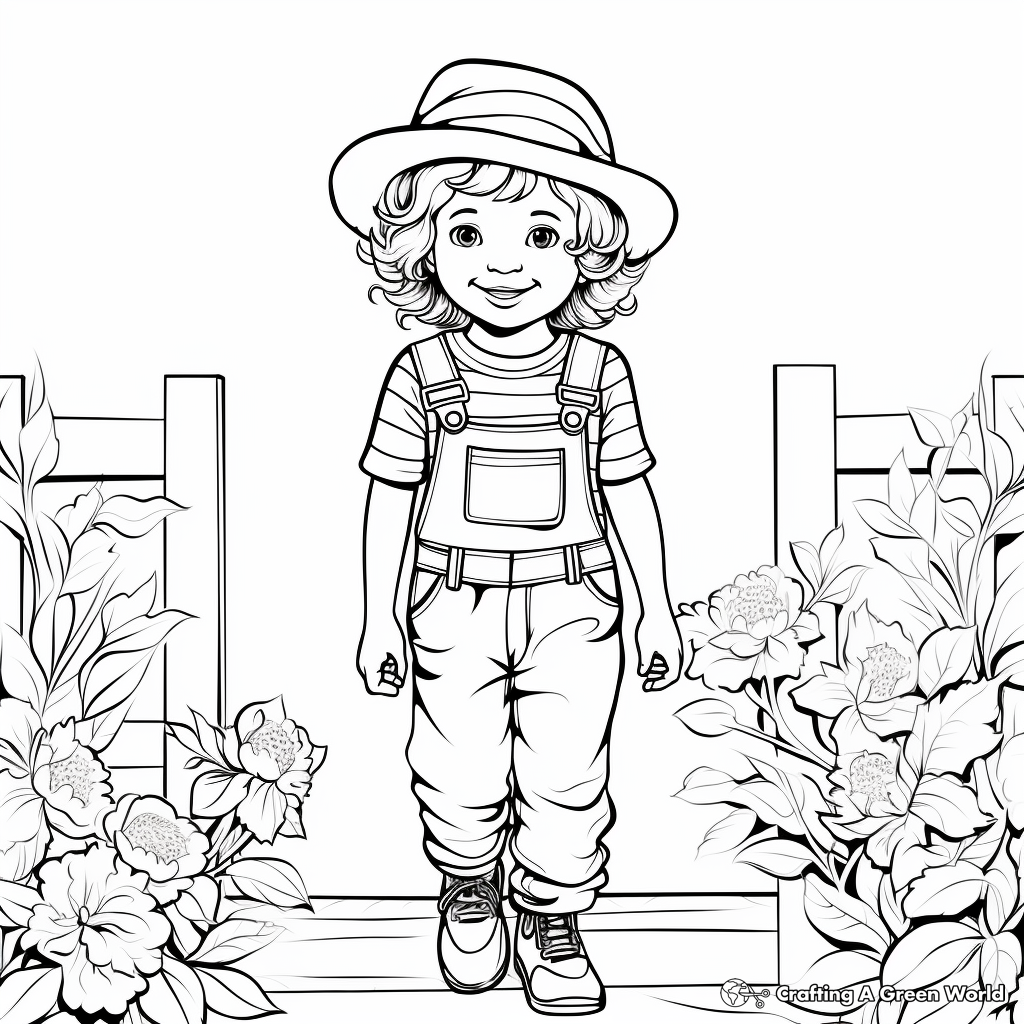 Stylish Gardener Overalls Coloring Pages 3