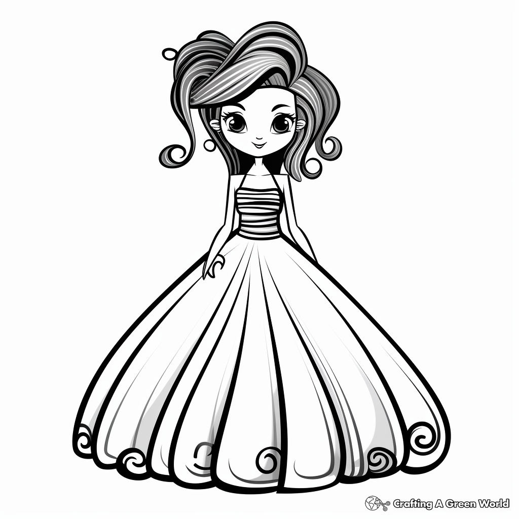 Stylish Prom Dress Coloring Pages 4