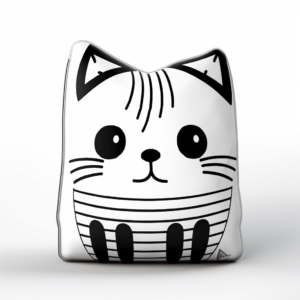 Stylish Striped Pillow Cat Coloring Sheets 1