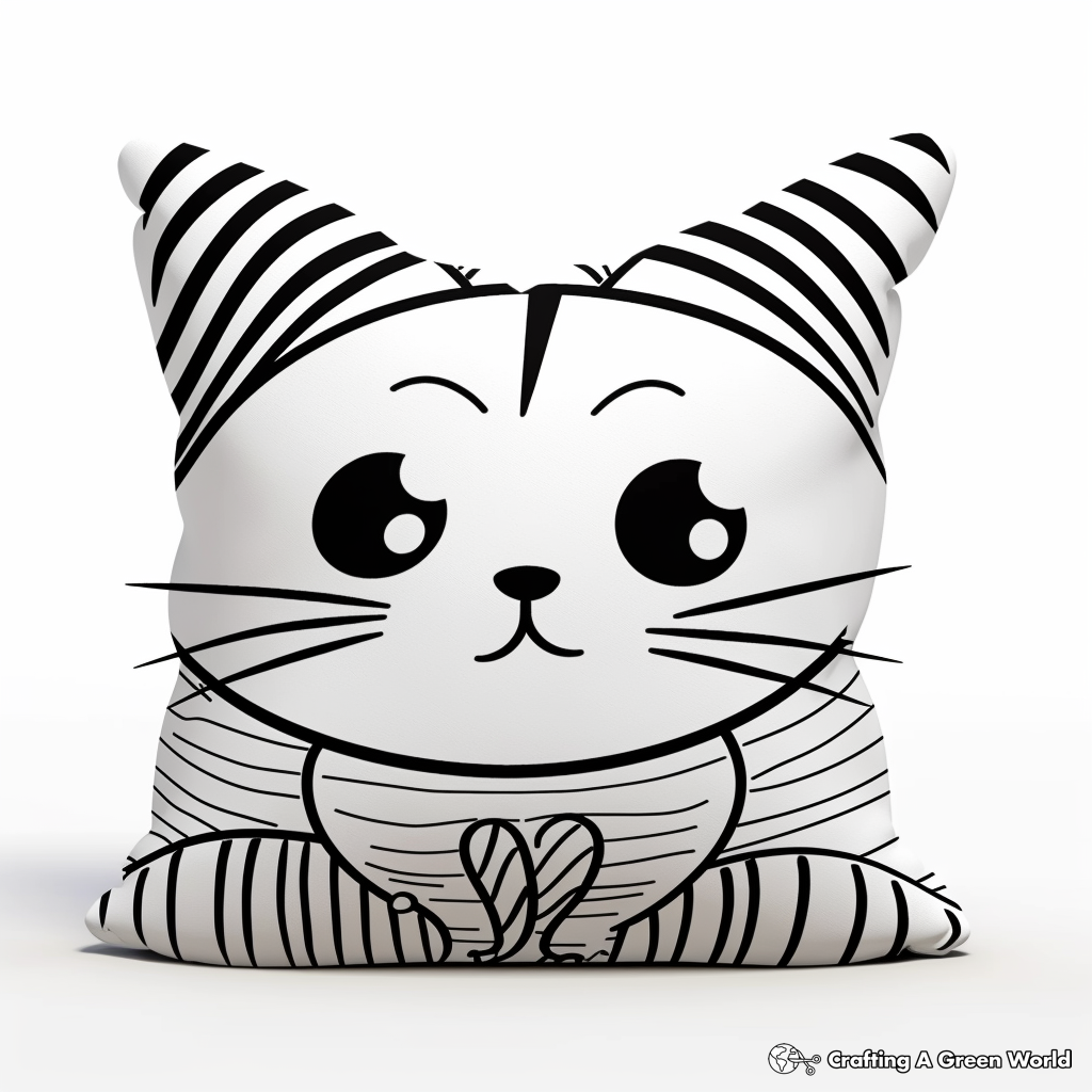 Stylish Striped Pillow Cat Coloring Sheets 2