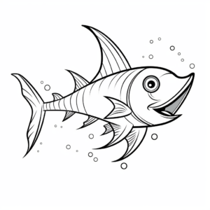 Stylish Swordfish Cartoon Coloring Pages 3
