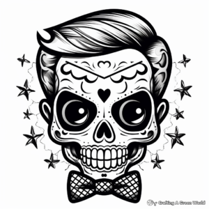 Stylish Tattoo Inspired Sugar Skull Coloring Pages 1