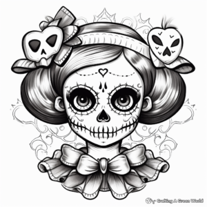 Stylish Tattoo Inspired Sugar Skull Coloring Pages 3