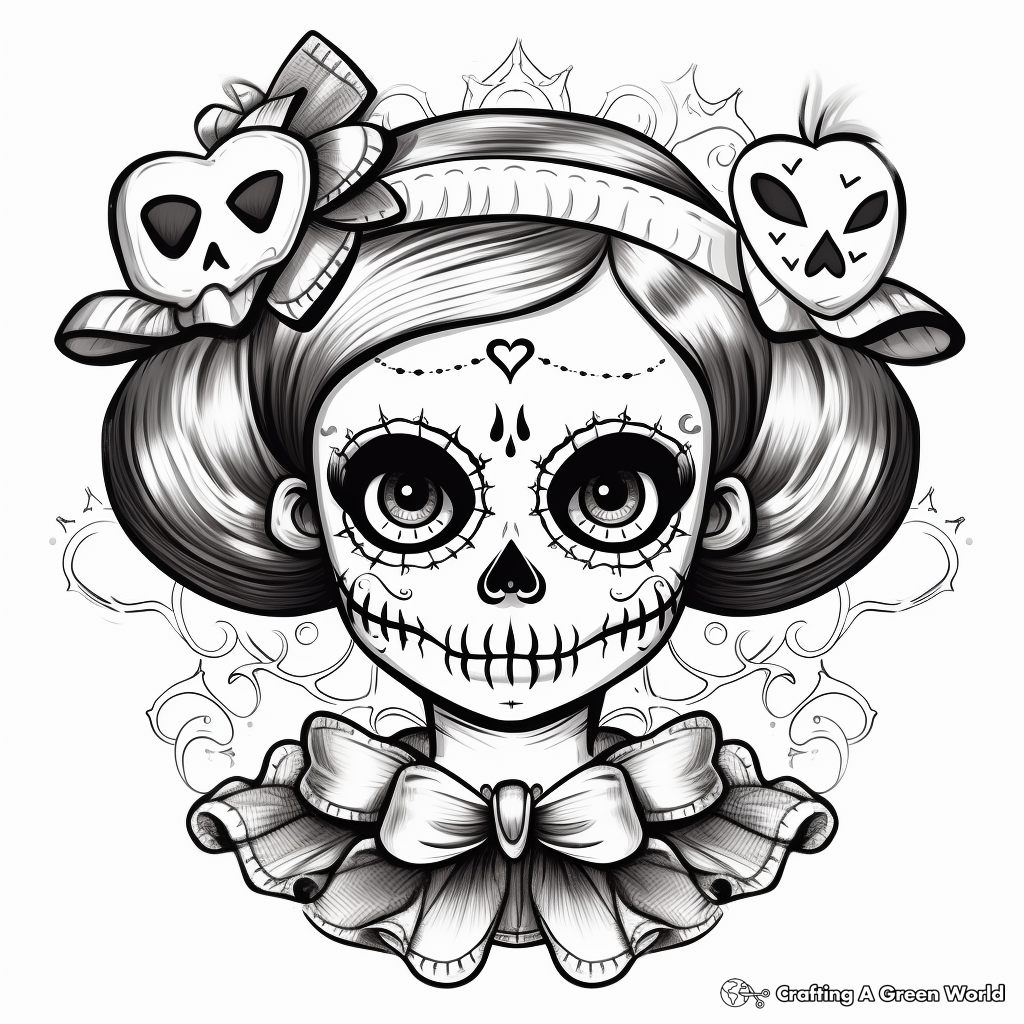 Stylish Tattoo Inspired Sugar Skull Coloring Pages 3