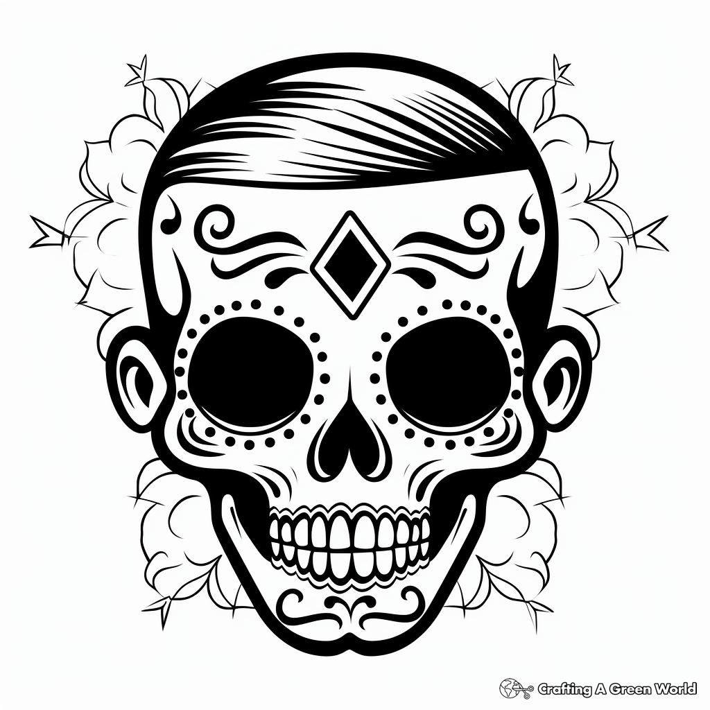 Stylish Tattoo Inspired Sugar Skull Coloring Pages 4