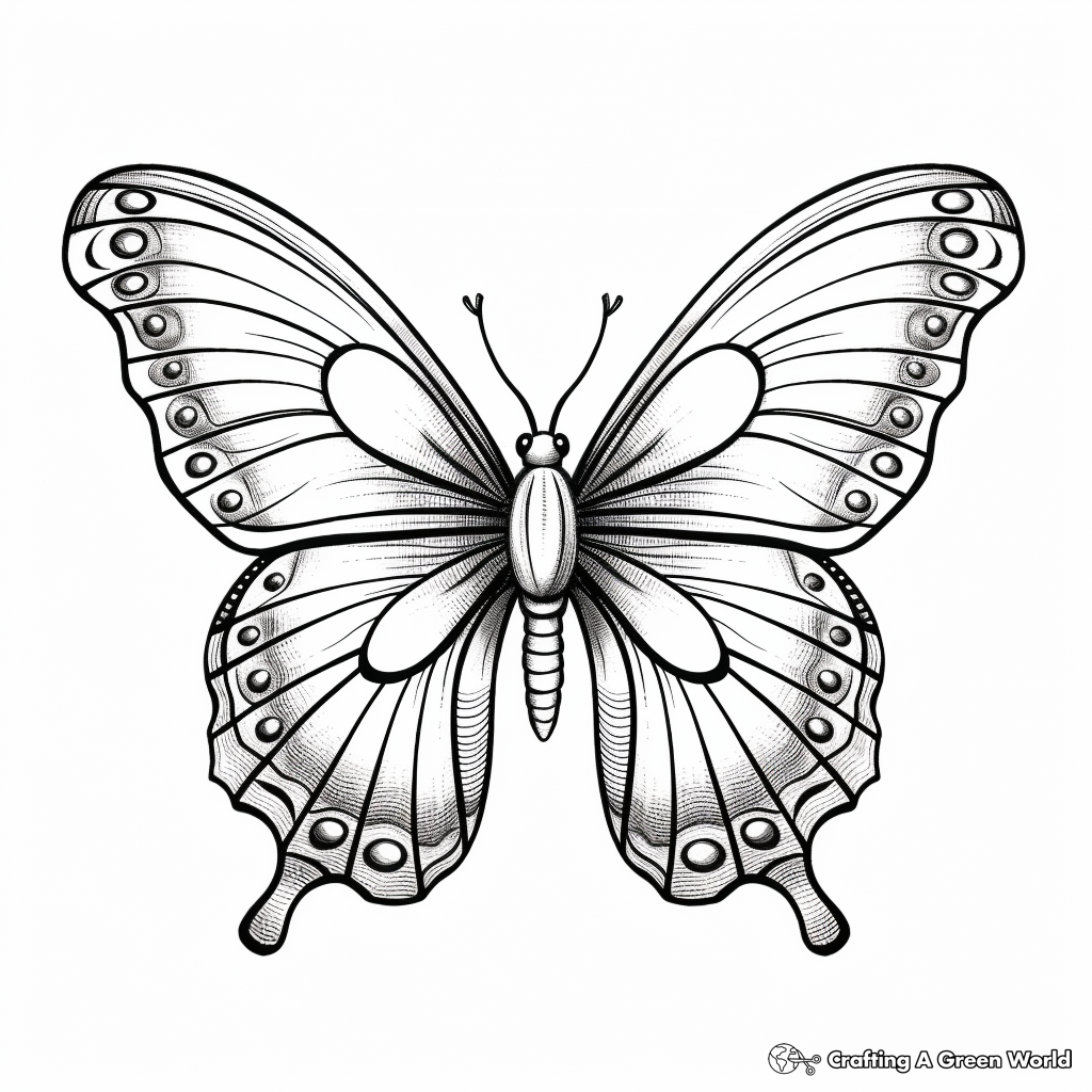 Stylish Vintage Monarch Butterfly Coloring Pages 1