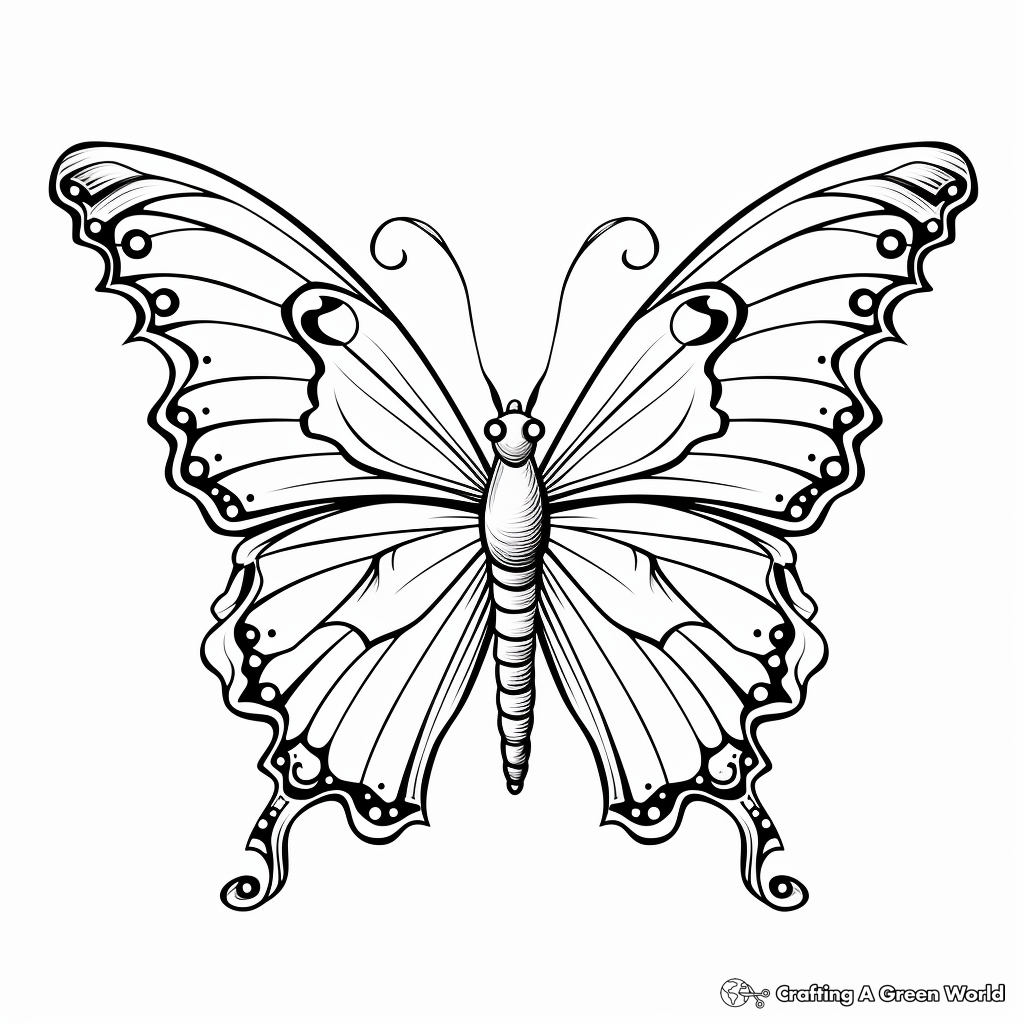 Stylish Vintage Monarch Butterfly Coloring Pages 2