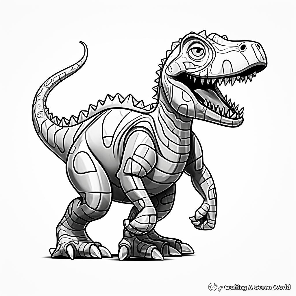 Stylized Abstract Albertosaurus Coloring Pages for Adults 3