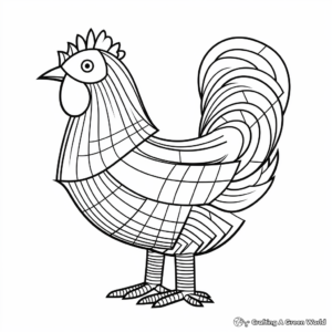 Stylized Abstract Chicken Coloring Pages 1