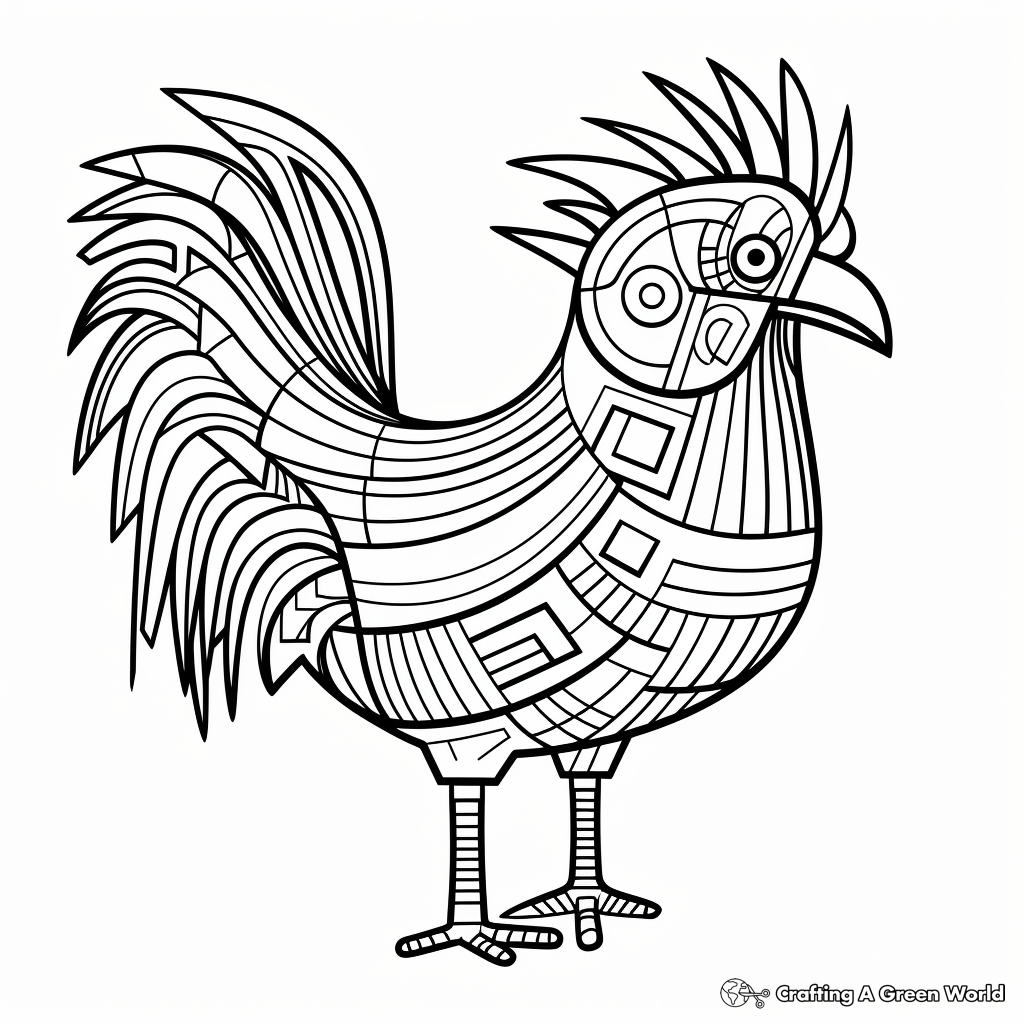 Stylized Abstract Chicken Coloring Pages 3