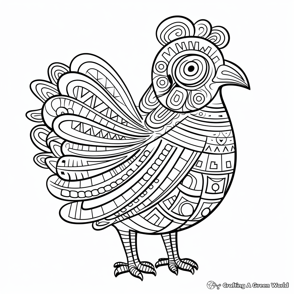 Stylized Abstract Chicken Coloring Pages 4