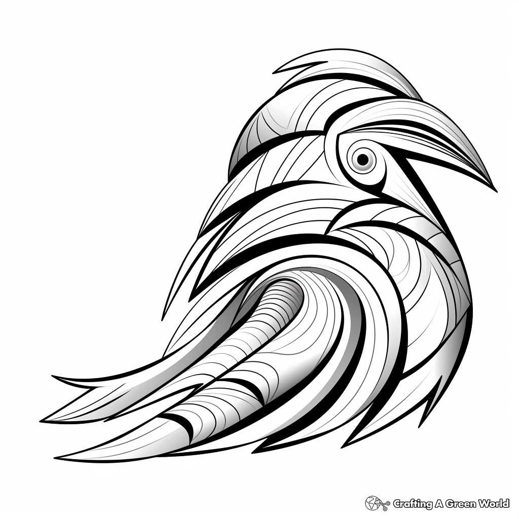 Stylized Abstract Pelican Art Coloring Pages 2