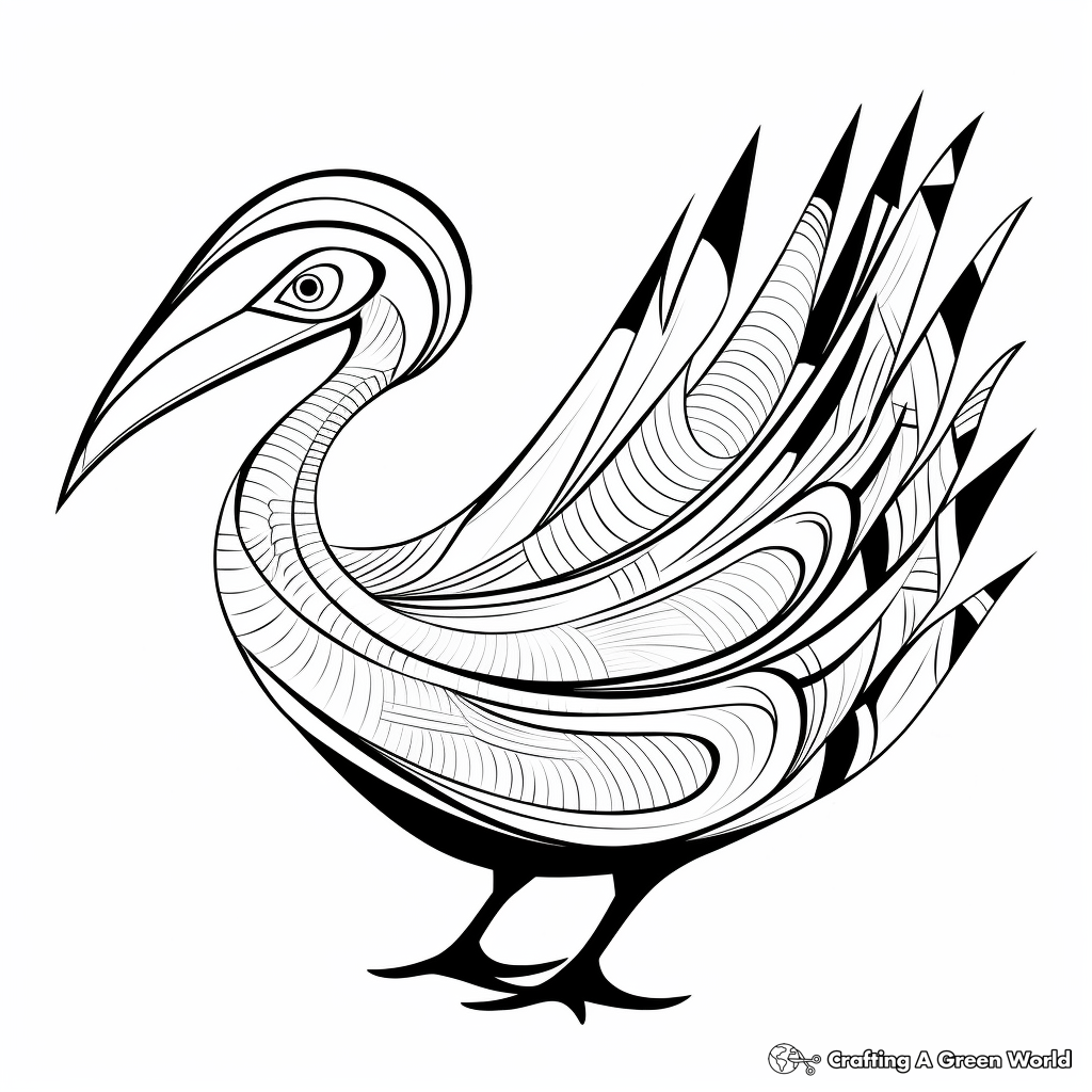 Stylized Abstract Pelican Art Coloring Pages 3