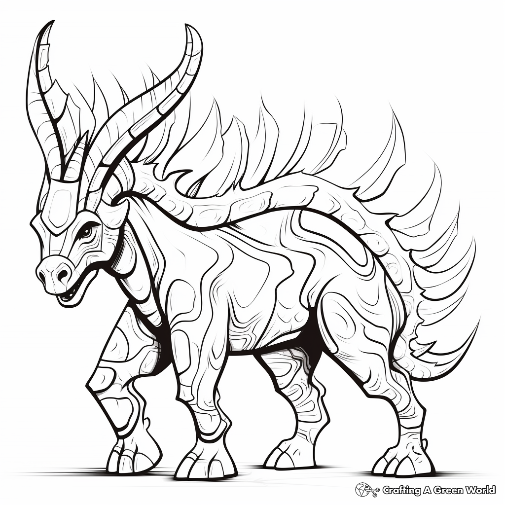 Stylized Abstract Styracosaurus Coloring Pages for Artists 1
