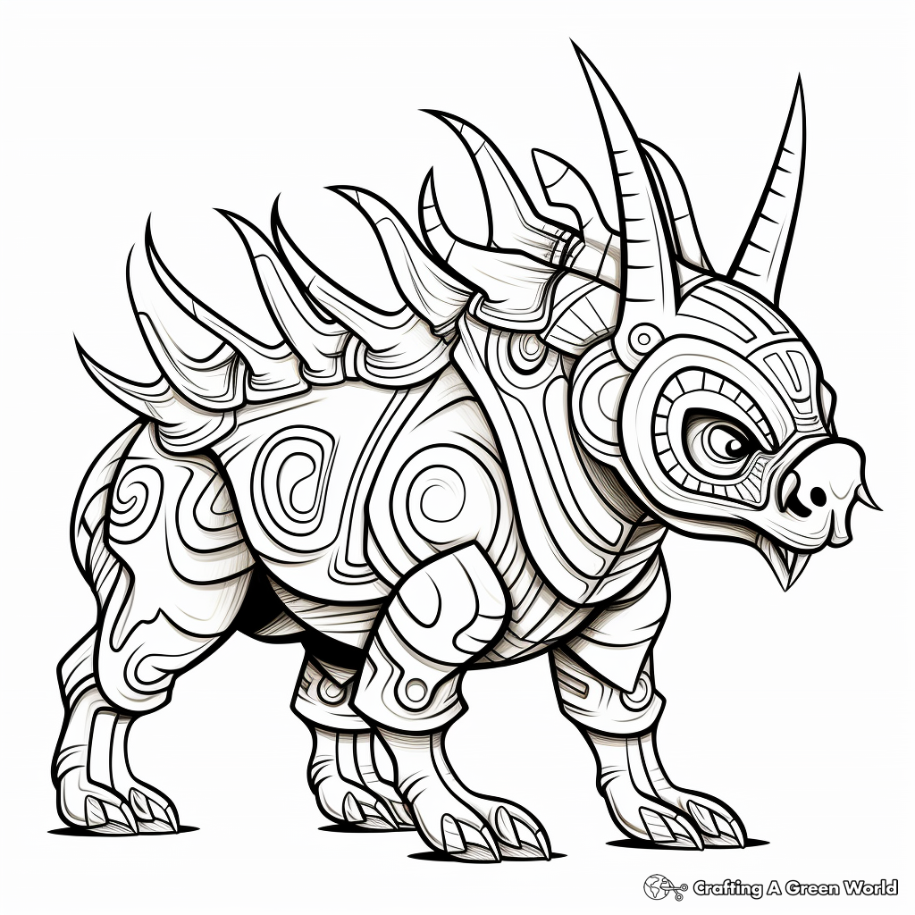 Stylized Abstract Styracosaurus Coloring Pages for Artists 2