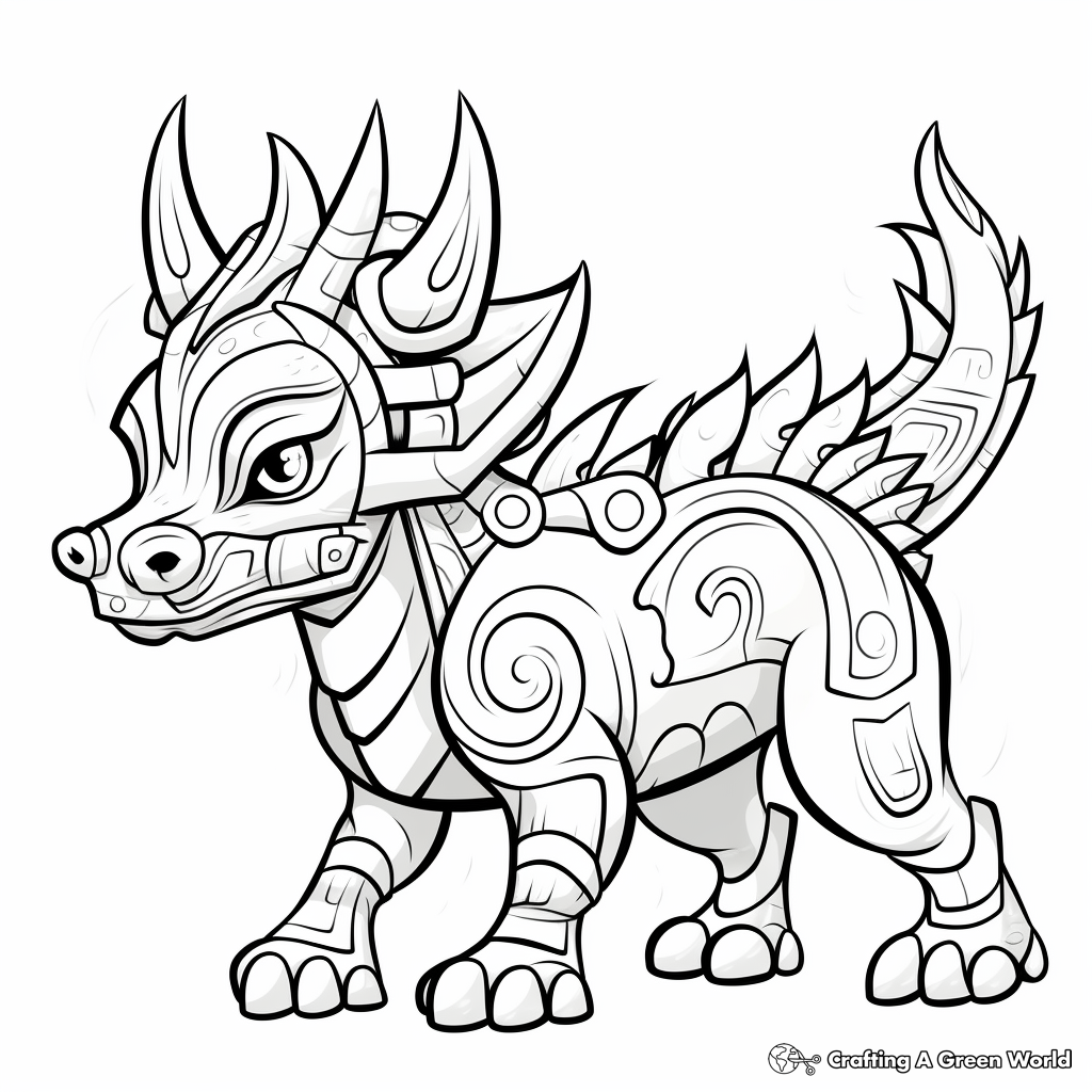 Stylized Abstract Styracosaurus Coloring Pages for Artists 3