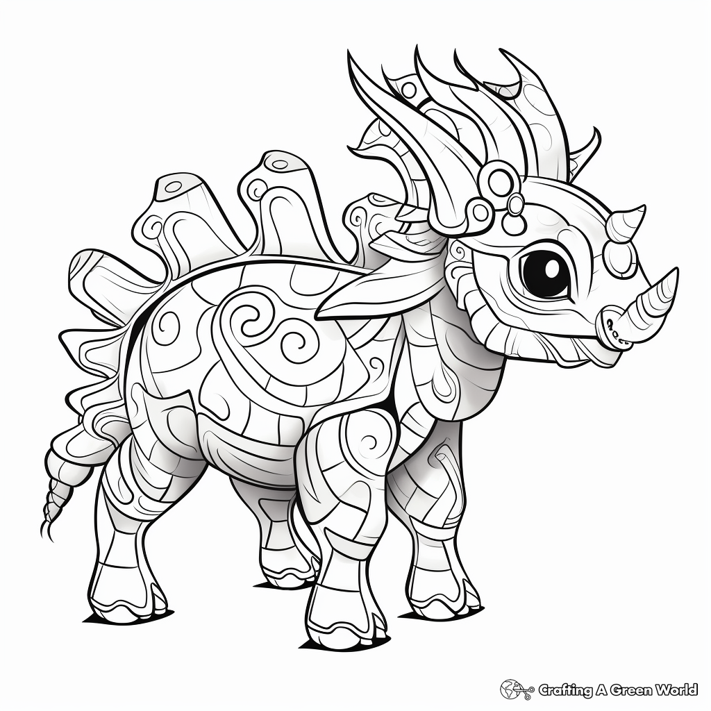 Stylized Abstract Styracosaurus Coloring Pages for Artists 4