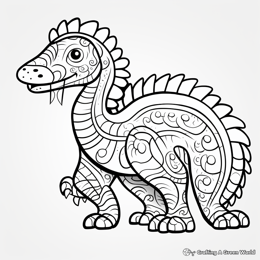 Stylized Amargasaurus Coloring Pages for Teens 1
