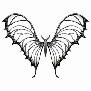 Stylized Art Deco Bat Wings Coloring Pages 1