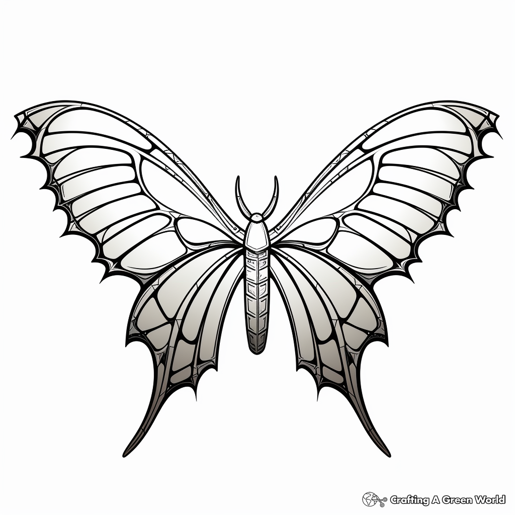Stylized Art Deco Bat Wings Coloring Pages 4