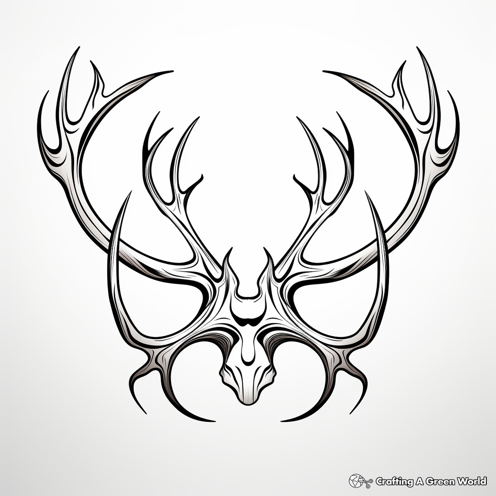 Stylized Artistic Deer Antler Coloring Pages 1
