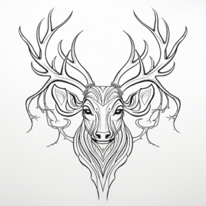 Stylized Artistic Deer Antler Coloring Pages 2