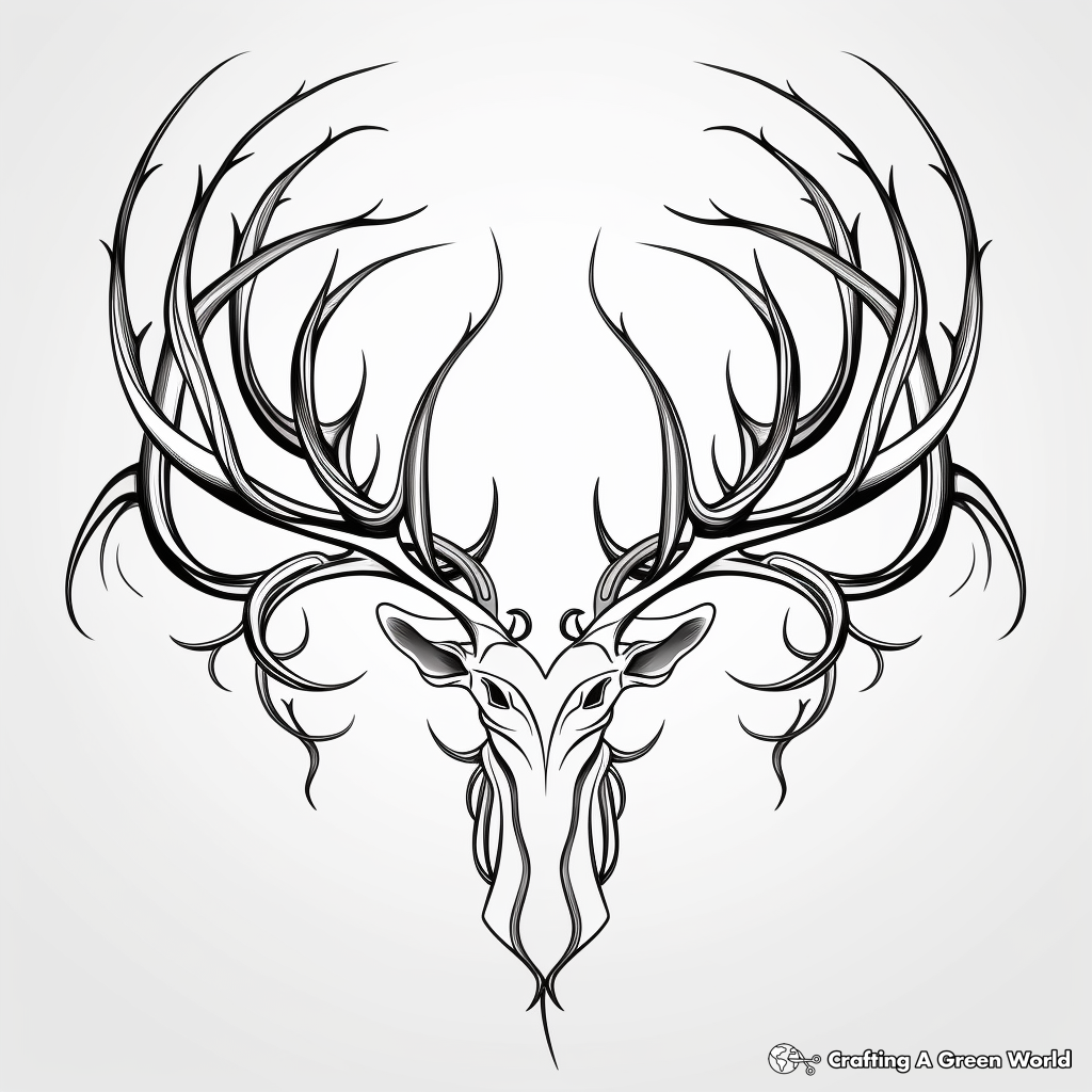 Stylized Artistic Deer Antler Coloring Pages 3
